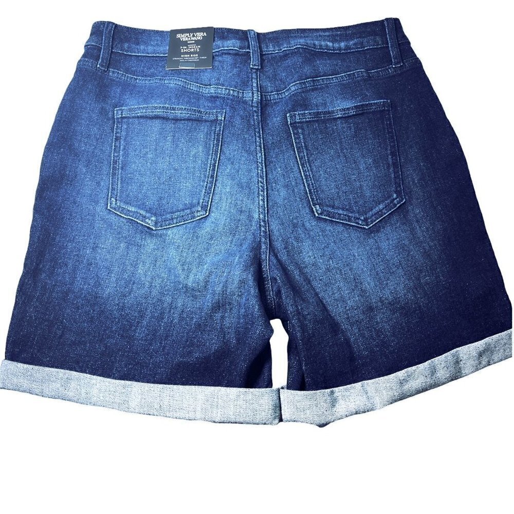 Simply Vera Wang Womens Dark Wash High Rise Bermuda Jean Shorts Sz 18 New - Picture 4 of 8